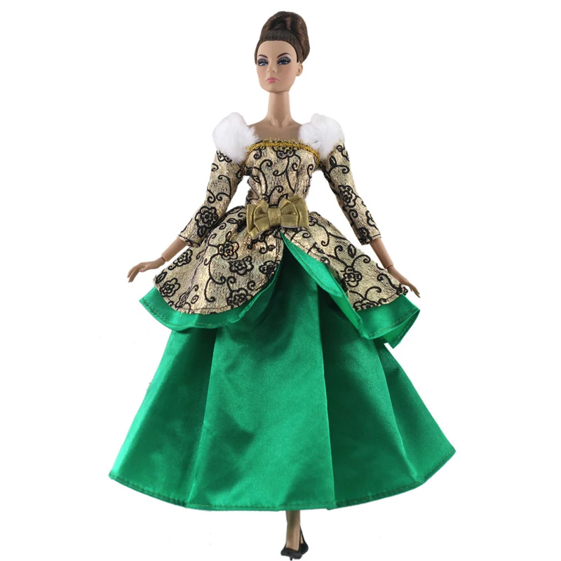 Модная кукольная одежда зеленого и золотого цвета для куклы барби, платье принцессы 1/6, аксессуары для кукол, вечерние платья для куклы барби, наряды, детские игрушки