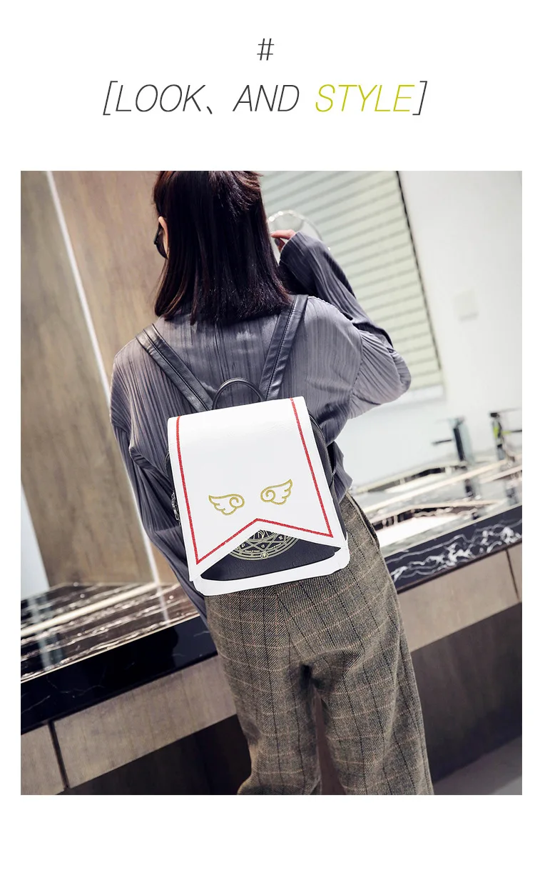 Anime Card Captor Sakura Girls Backpack CARDCAPTOR SAKURA Shoulder Bag Kawaii Cosplay Lolita Magic Bags with Embroidery Wings