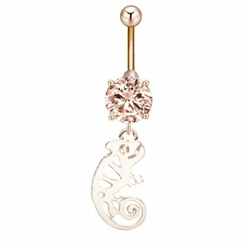 10PCS Dangle Lizard Gecko Ring for women Summer Fashion Zircon Navel Sexy Body Piercing Jewelry Gold & Silver Plated Wholesale