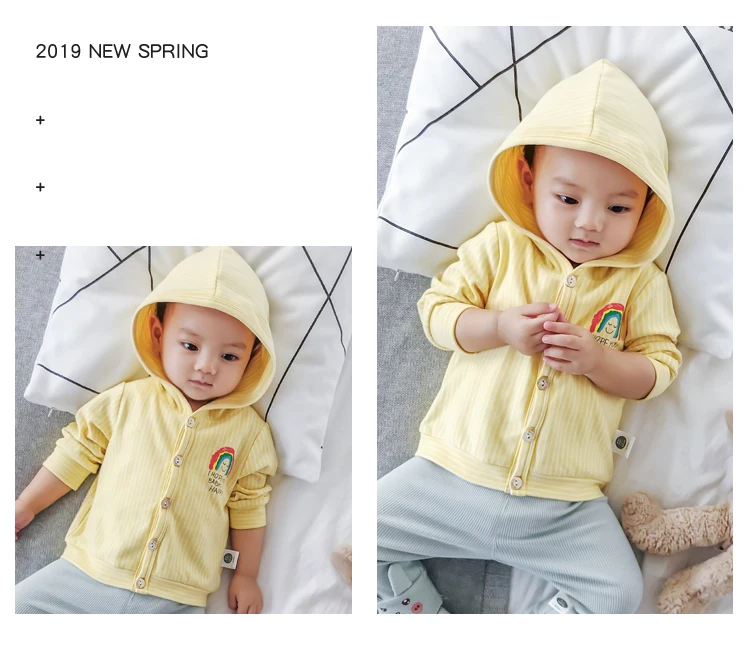 Lemonmiyu Children's Jackets Coat Boys Girls Hooded Cartoon Spring Autumn Baby Coat Cotton Casual Letter Striped Newborn Jackets