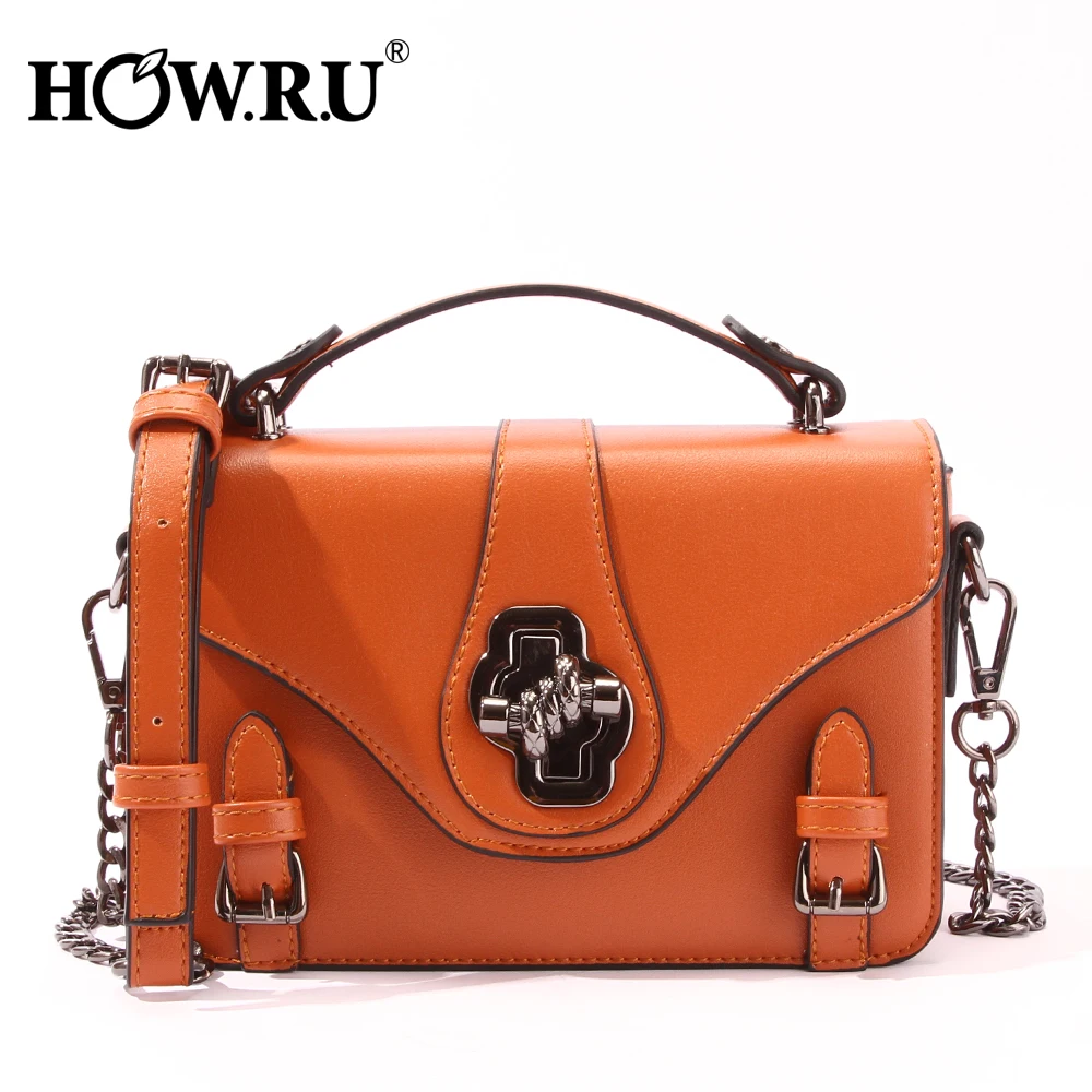 

HOWRU Women Messenger Bags Designer Woman Bag 2019 Vintage Belt Design Women's Shoulder Bags Luxury Women's Small Chains Handbag