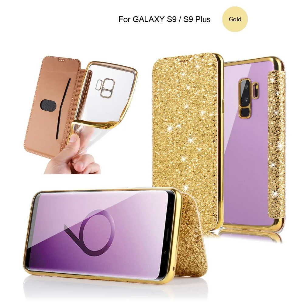 For Samsung Galaxy S10 Case Luxury Bling Glitter Flip Leather Case For Samsung Galaxy S8 S9 S10 Plus E Note 8 Wallet Card Holder