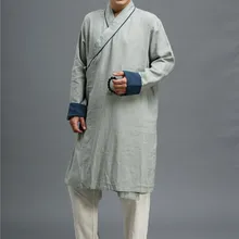 Национальный костюм пеньковый свободного покроя пальто Цвет мужские длинный абзац удобное кимоно D991