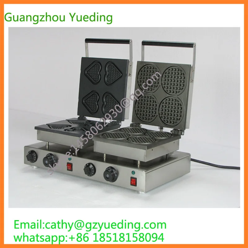 

Commercial Love shape and round shape double head waffle making machine