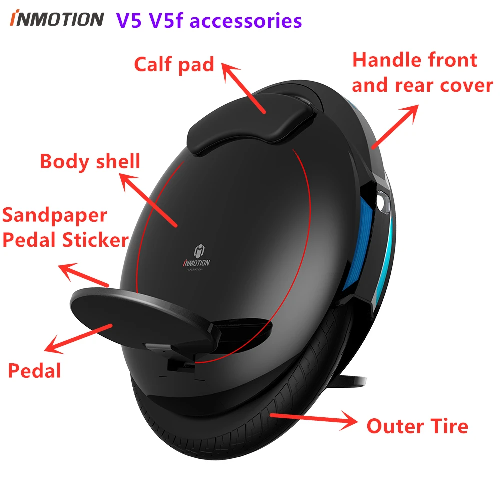 

Original Inmotion V5F V5 Body Shell Handle Bar Front Rear Cover Inner Outer Tire Sandpaper Metal Pedal Self Balance Scooter