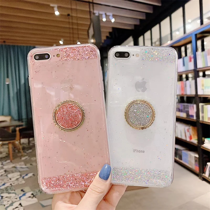 

Epoxy glitter jewelry stents shell phone cases For iPhones 6 6s Plus 7 8 Plus Golden bracelet shell For iphone X Xr Xs Max cover