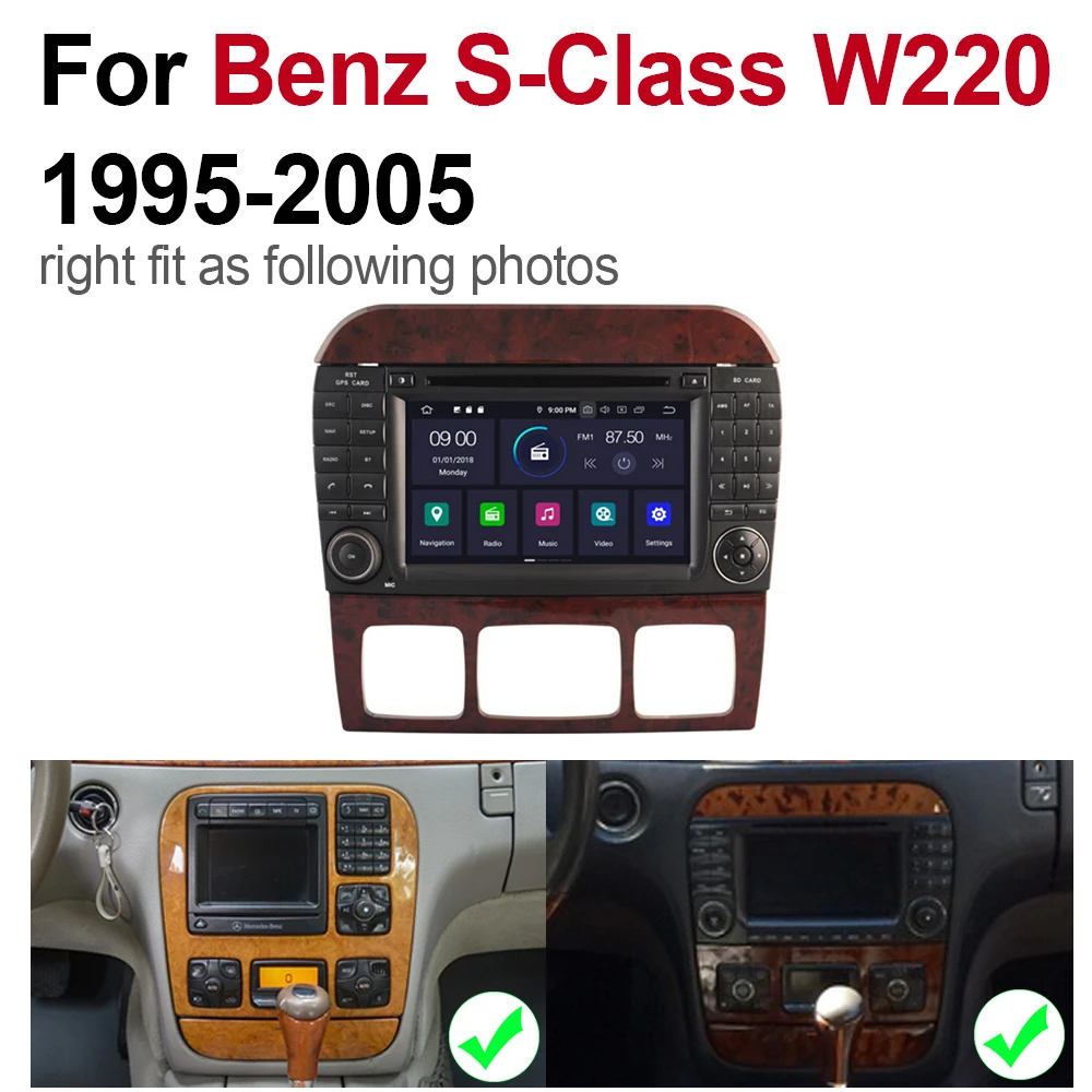 Clearance 4GB android 9 car dvd player For Mercedes Benz S Class W220 1995~2005 NTG Multimedia GPS Navigation Map Autoradio WiFI Bluetooth 5