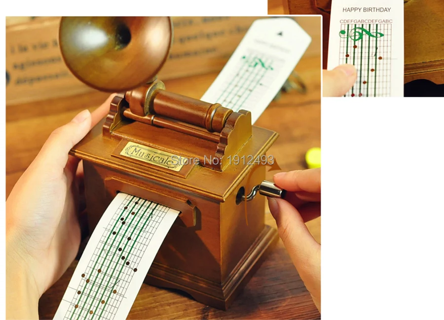 Wooden Phonograph DIY Hand-operated Type Music box (19).jpg
