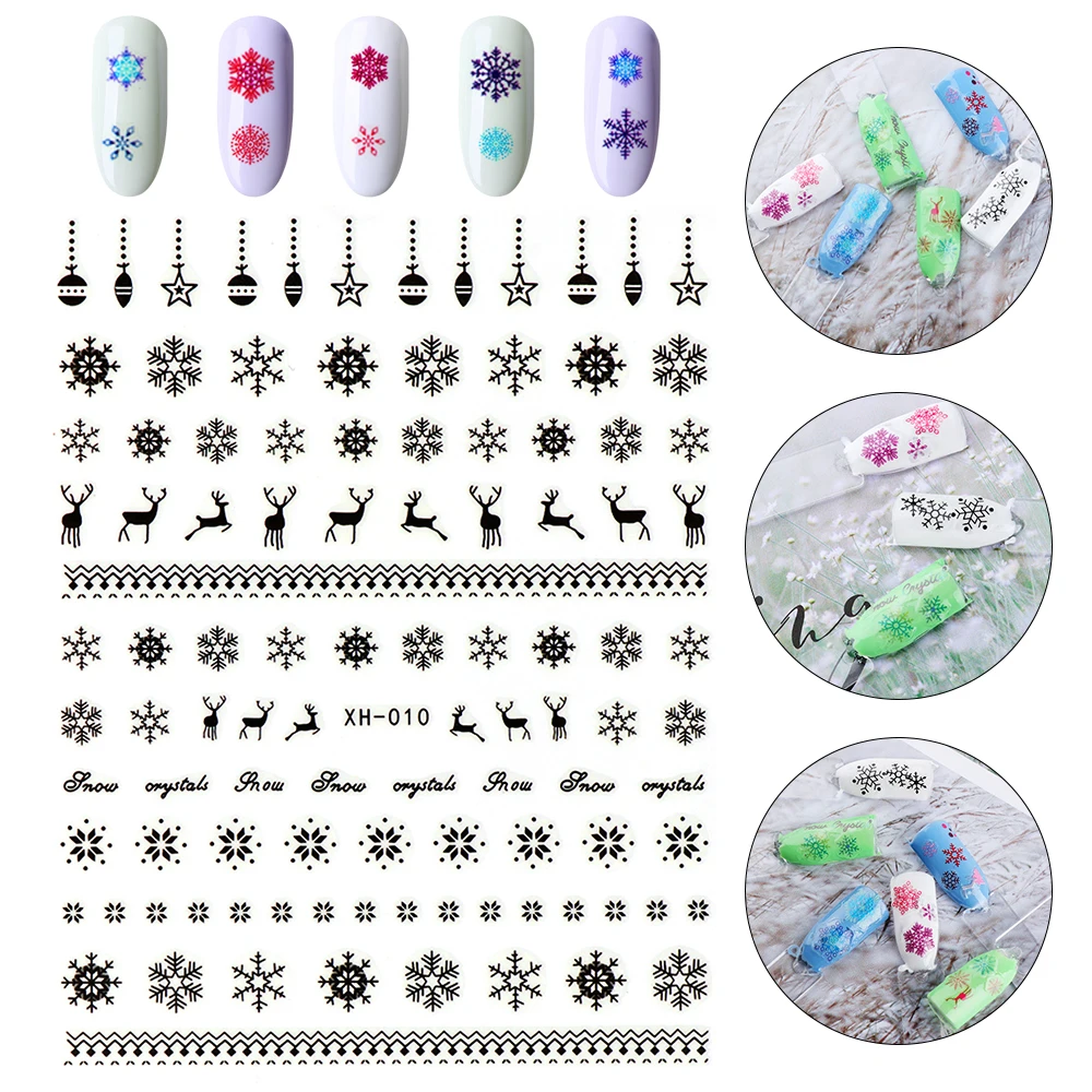 11 видов конструкций переводные наклейки для ногтей, новогодняя зимняя новогодняя Снежинка Xmax Harajuku, наклейки для ногтей, инструмент для украшения