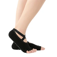 1 пара, женские нескользящие хлопоковые носки для йоги с поперечным Ремешком, с открытым носком, противоскользящие Дышащие носки для танцев, балета, фитнес, Пилатес