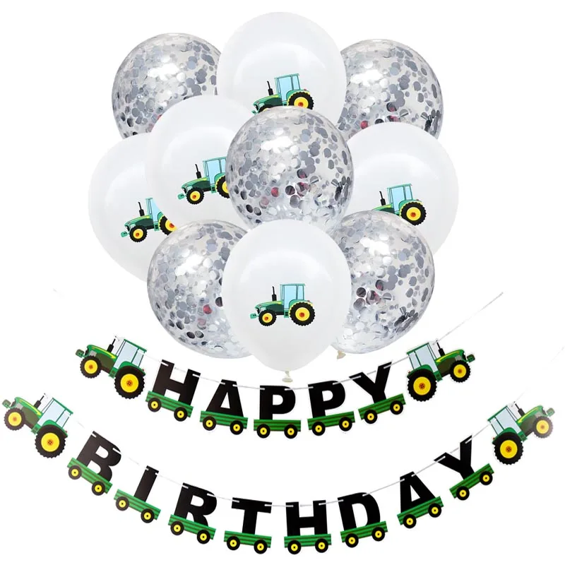 Много экскаватор воздушные шары строительный автомобиль баллон Зеленый Конфетти детский день рождения Декор-баннер балон для мальчика XN
