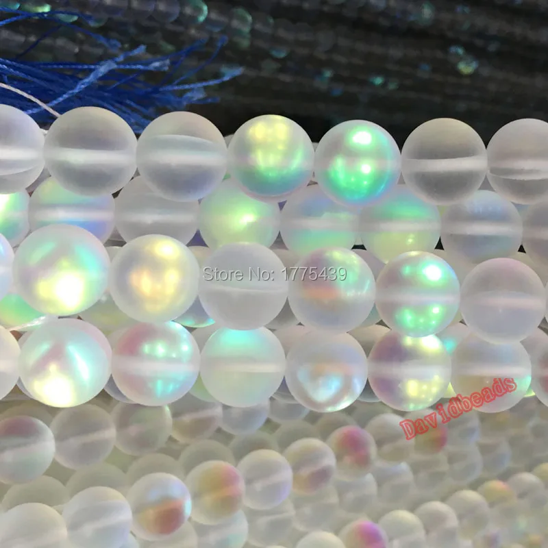 

Free Shipping wholesale 6mm 8mm 10mm 12mm frosted Natural White dull polish Crystal AB Round Beads 15.5inch/strand Pick Size