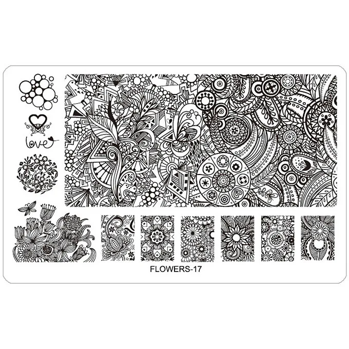 FLOWERS17 Kimcci пластина для стемпинга для нейл-арта шаблоны трафареты различные дизайны DIY изображения акриловые кружева цветок животное 16,3*10,3 см - Цвет: FLOWERS17
