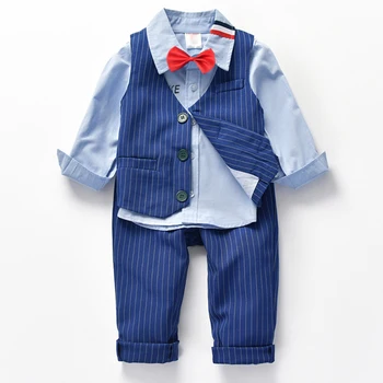 

Boy Suit Fashion Models Spring Autumn New British Wind Children's Boy Suit Gentleman Children's Long Sleeve Vest 3 Piece Set