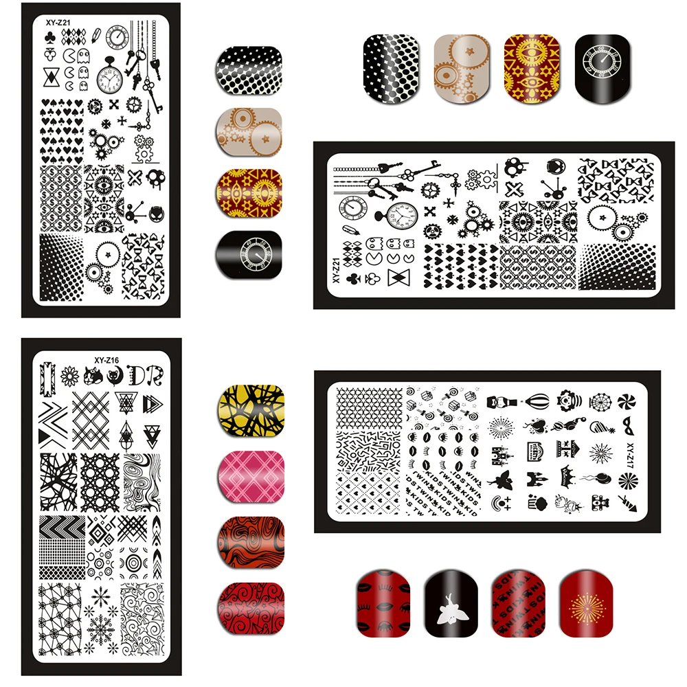 

1 pc Nail Stamping Plate- Shape Nouveau - Fun Cute Cool Full, Accent, and Buffet Style Modern Geometric Pop Art Designs