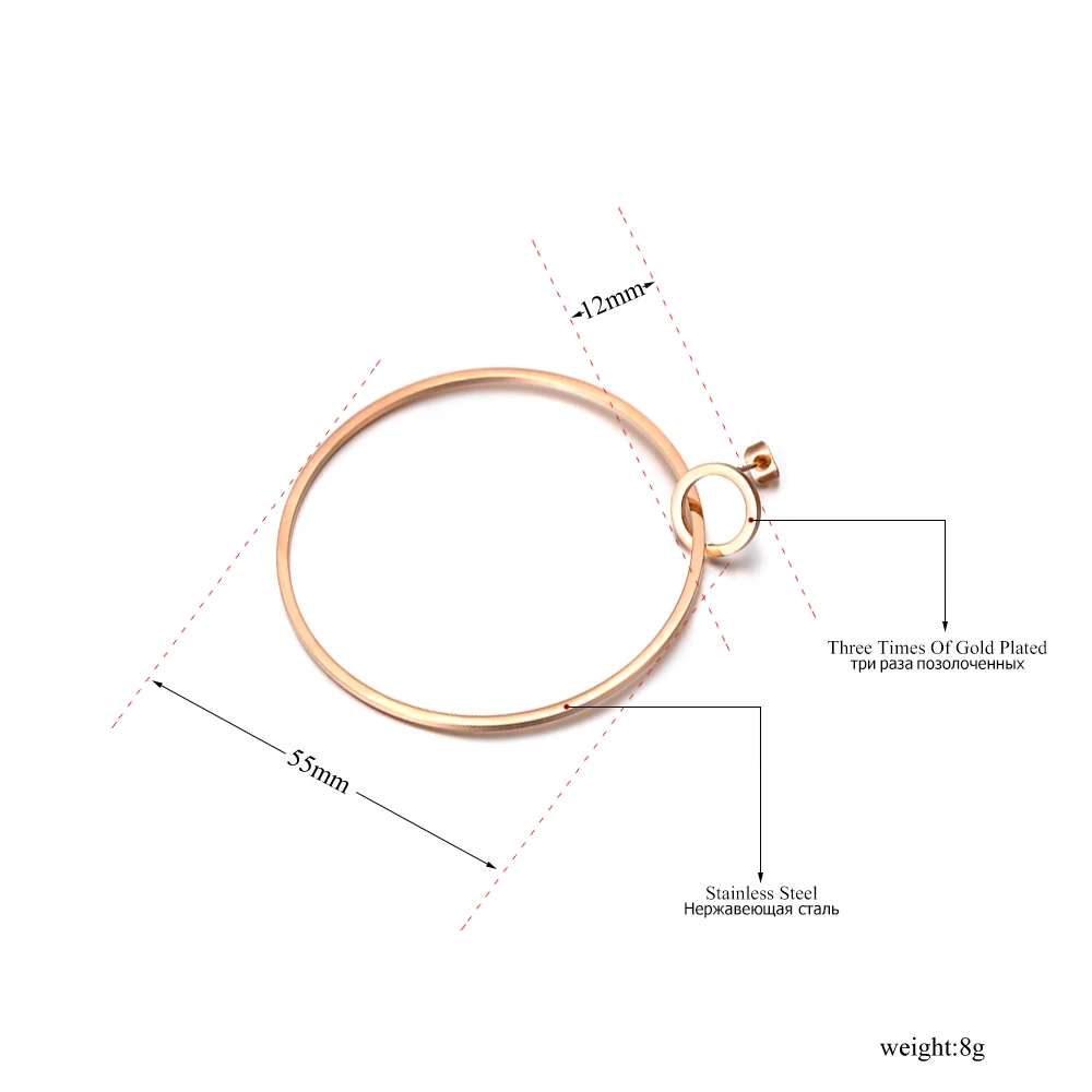 Jeeango модные ювелирные изделия офисный стиль двойной круг преувеличенные серьги розовое золото цвет нержавеющая сталь для женщин Подарки JE18074