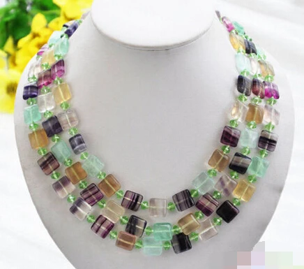 

897 square green / purple fluorbaryt green crystal necklace