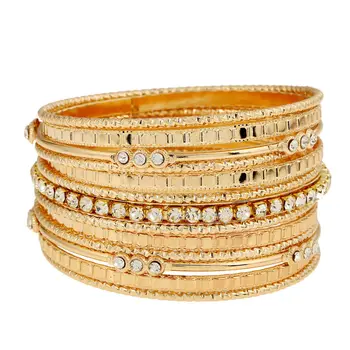 

Fashion Multilayer gold sliver color bracelets bangles for women New brand Rrhinestone jewelry femininas indian bangles