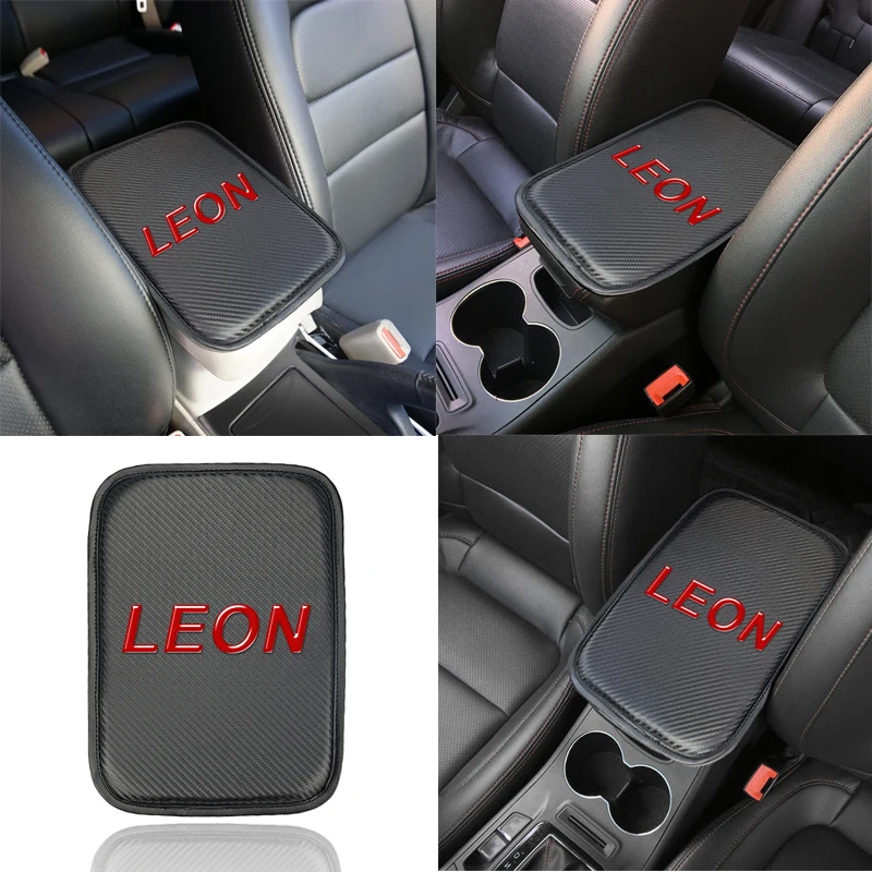

Car Armrests Cover Pad Vehicle Center Console Arm Rest Seat Pad For Seat Leon Ibiza cupra Altea Belt Racing
