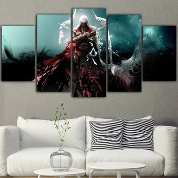 

5Pieces Wall Painting Game Posters And Prints Posters Assassins Creed Painting Movie Poster Cuadros Decoraci N Dormitorio