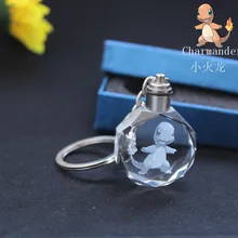 Fashion Customized Crystal Pokeball Keychain Gift Crystal LED Pokemon Star Anise Keychain