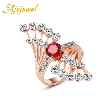 Ajojewel #6-9 Новое модное ювелирное изделие цвета розового золота AAA красное/прозрачное кольцо с крыльями ангела для женщин
