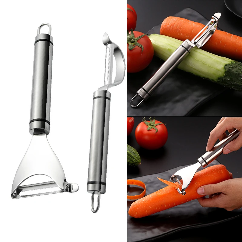 

2Pcs Stainless Steel Fruit Vegetable Potato Peeler Set Metal Apple Carrot Citrus Fruit Peelers Vegetable Slicer Kitchen Tools