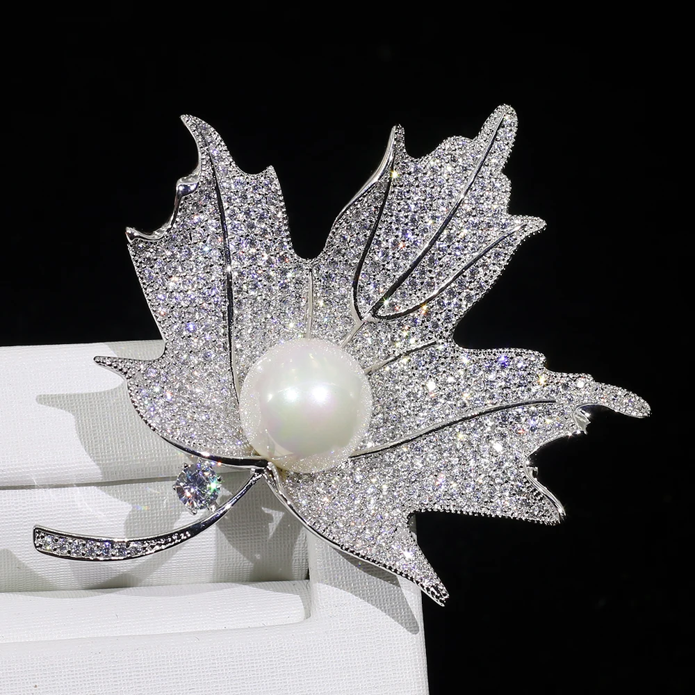 Брош пара дама де circonio bisuteria Fahion de hoja plata Broche para caja regalo | Украшения и аксессуары