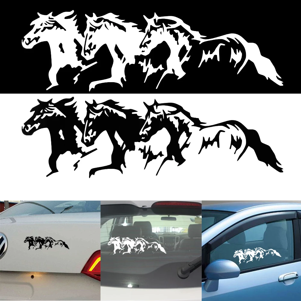 3 Running Horses Vinyl Decal Car Sticker Fashion Black/White Car