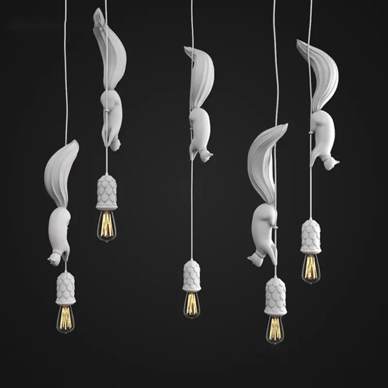 

The Nordic Squirrel Pendant Lights Lamp Children's Room Kitchen Led Hanglamp Modern Loft Industrial dining room Hanging Fixtures