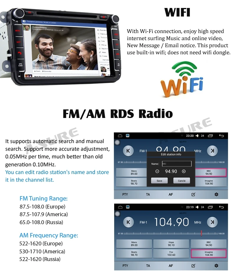 Flash Deal A-Sure 2 Din Android Auto Radio GPS DVD Navigation For VW PASSAT B6 Polo Sharan TIGUAN TOURAN CADDY GOLF 5 Mk6 T5 SEAT Skoda 16
