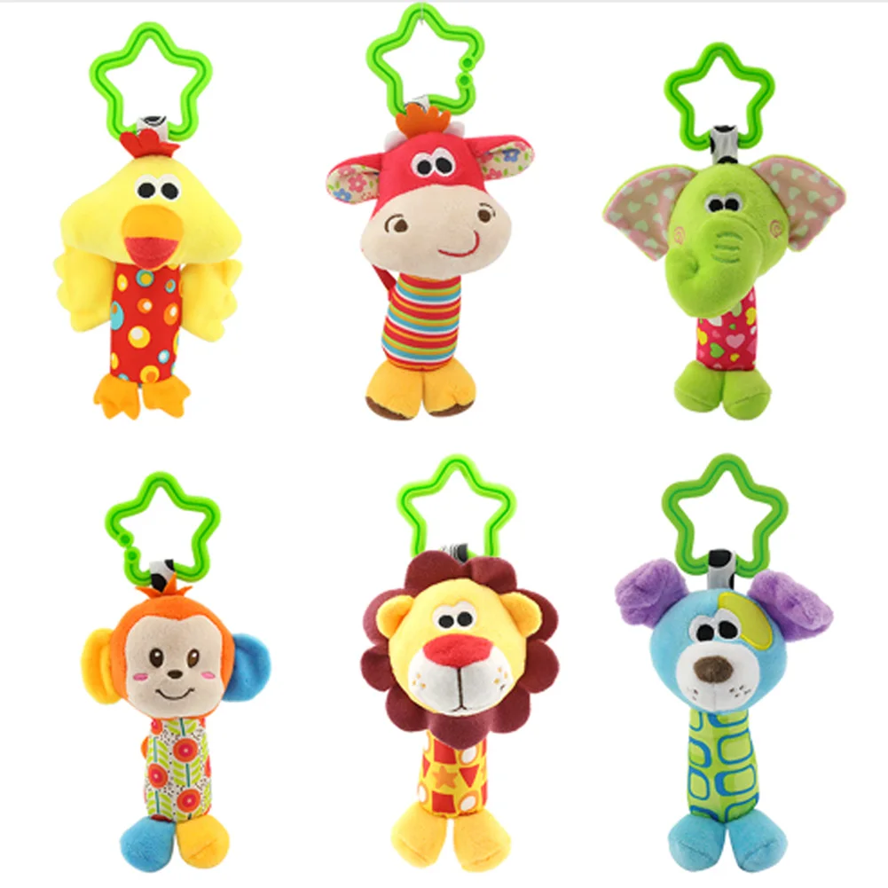 Newest Hot Kids Baby Infant Animal Plush Stroller Crib Pram Rattles Hanging Bell Play Toy Baby Rattles