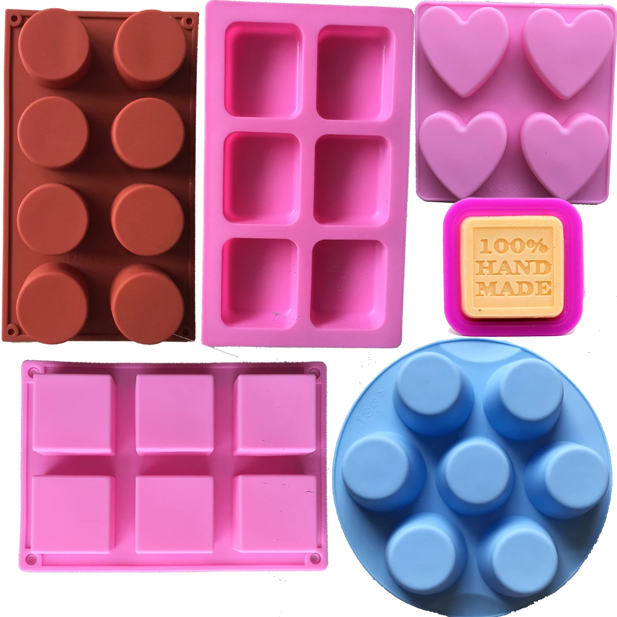 

Square Round Silicone Soap Mold DIY 3D Craft soap making Design Hand Made Silicone Cake Cookie Cupcake Molds