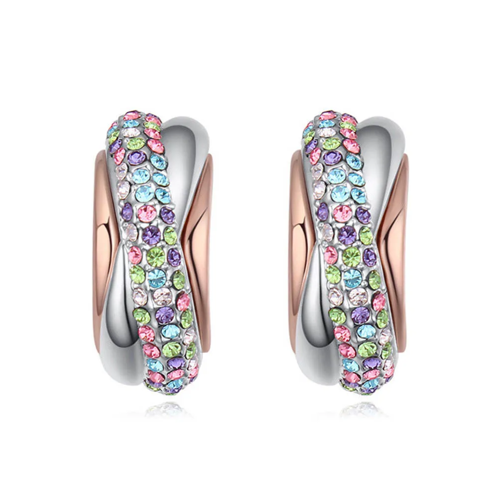 

2016 New Charming Style Trendy Round Stud Earrings design for woman with Czech crystal for mother's Day gift
