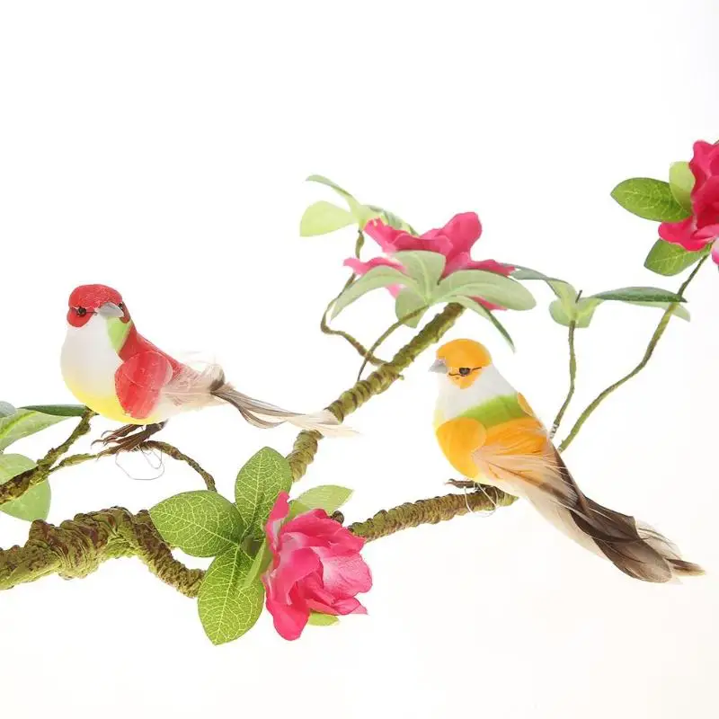 

12pcs/Set Colorful Mini Simulation Birds Fake Artificial Foam Animal Model Miniature Wedding Home Garden Ornament Decoration
