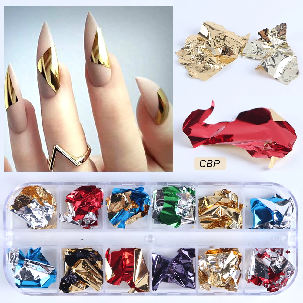 

12 Grid Mixed Colors Glitter Metal Nail Sequins Decoration Diy Glitter Sequins For Nail Art Set