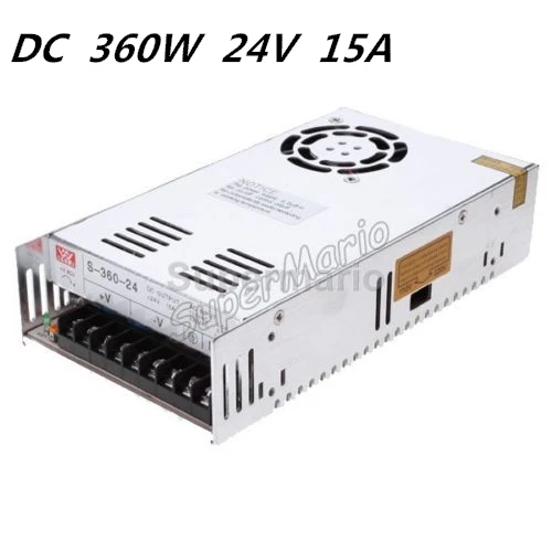 

MW High Quality 24V 15A 360W DC Regulated Switching Power Supply CNC for LED Strip light #CNC-05