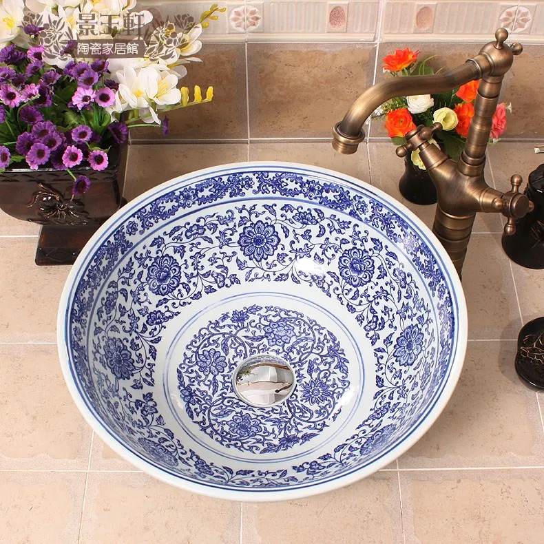 Hot Selling Jingdezhen Ceramic Wash Basin Blue and White Hot Selling Jingdezhen Ceramic Wash Basin Blue and White
