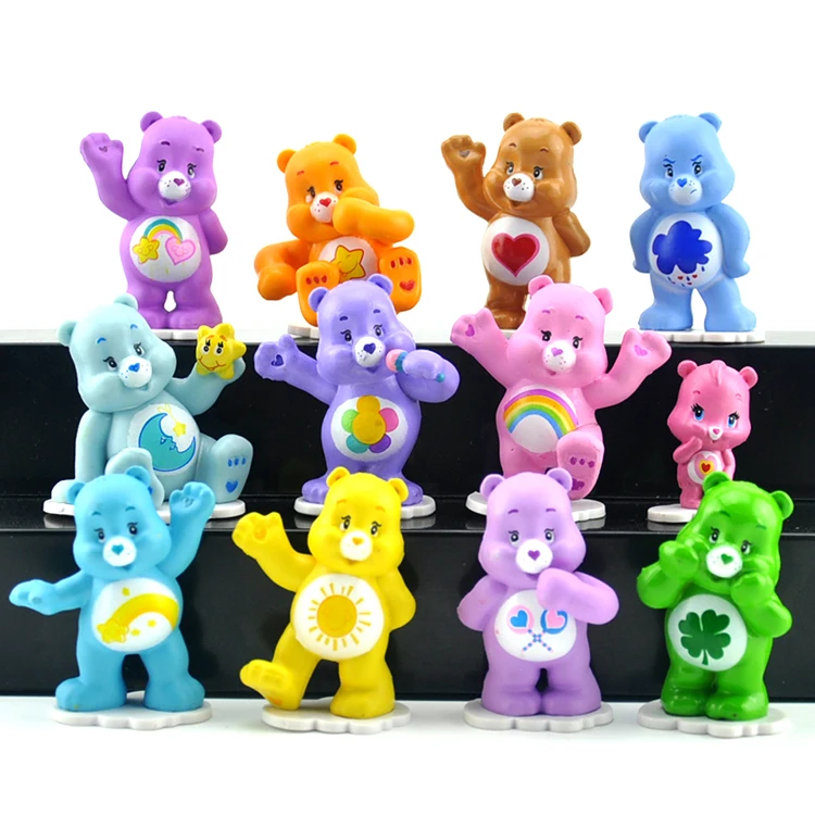 

12pcs/lot 4-6cm Care Bears Dolls Cute Anime Figure Kids For Boy Girl Kawaii Rainbow Bear Ornaments Decorative Toys