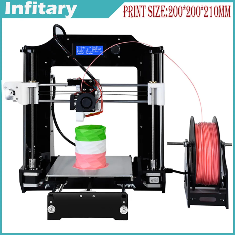  2016 Newest Infitary I3 Aluminium Extrusion 3D Printer kit printer 3d printing 1 Rolls Filament 8GB SD card LCD As Gift 