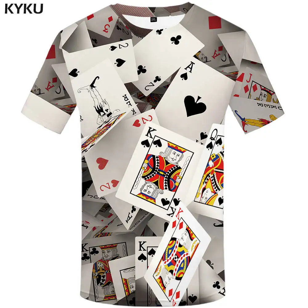 Мужская футболка с принтом 3D KYKU, белая футболка с объемным изображением игральных карт, лето - Цвет: 3d t shirt 19