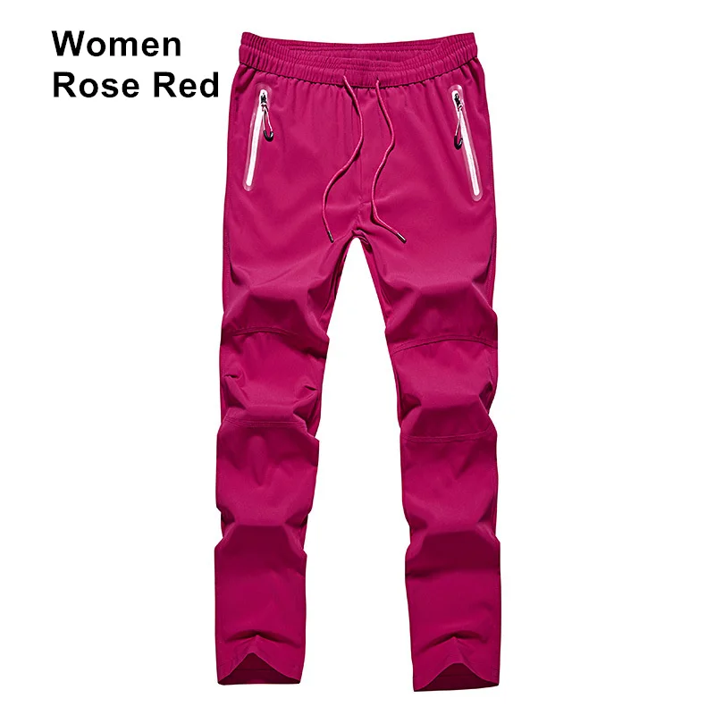 RAY GRACE летние УФ-защитные штаны для мужчин и женщин, уличные штаны с эластичной талией, походные брюки, быстросохнущие дышащие Походные штаны - Цвет: Women Rose Red
