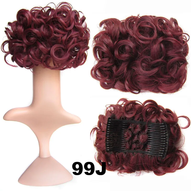 Jeedou Updos синтетические волосы шиньон с зажимом для наращивания волос смешанные цвета волосы булочка пусковая кудрявая шиньон свадебные волосы Updos для элегантных - Цвет: # 99J