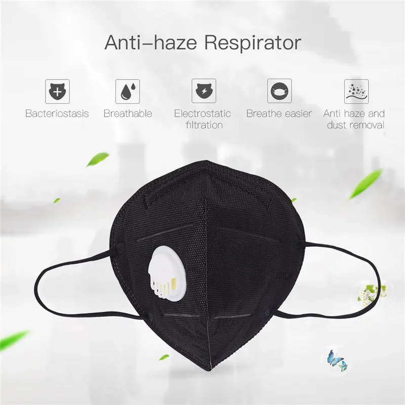 

2 Pcs Black Mouth Mask Unisex Anti Dust Mouth Cover Non-woven Earloop Face Mask Bacteria Proof Respirator Anti Wind Mouth Mask 0