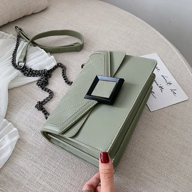 

Matcha green PU Leather chain design Crossbody Bag 2019 Women Small Chain Handbag small bag Hand Bag Ladies Designer Evening Bag