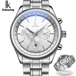 IK брендовые модные мужские часы Серебристые полностью из нержавеющей стали автоматические часы с самозащитой мужские многоцелевые часы