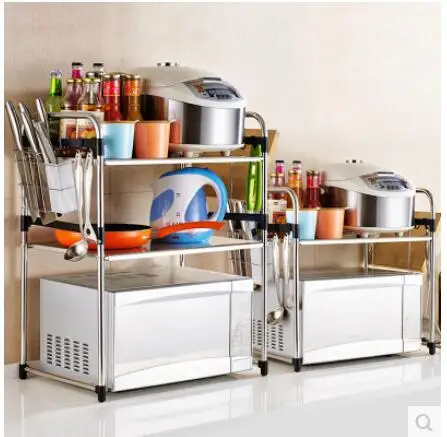 

The kitchen microwave oven is a double-deck 304 stainless steel microwave oven rack with two layers of stainless steel