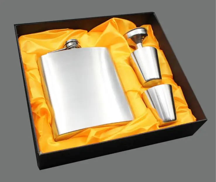 

7oz Stainless steel hip flask set Best Man Gift box packing Luxury Alcohol Hip Flasks Whiskey Wine Bottles Drinkware Groom gift