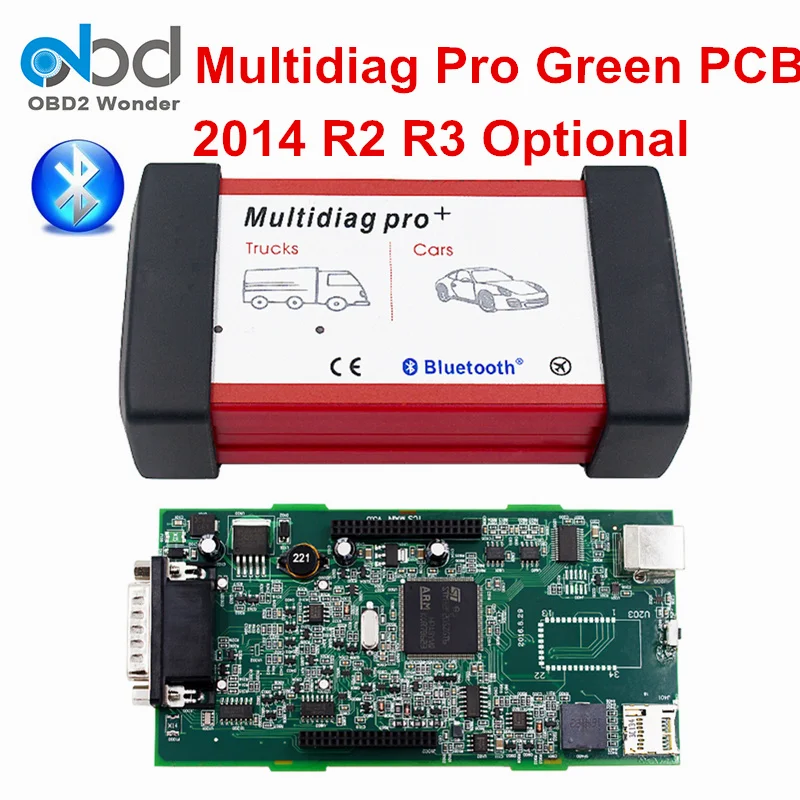 DHL Бесплатная Multidiag TCS CDP Pro OBD2 диагностический сканер Muldi Diag Bluetooth программного обеспечения 2014 R2 R3 с Keygen двойной зеленый PCB