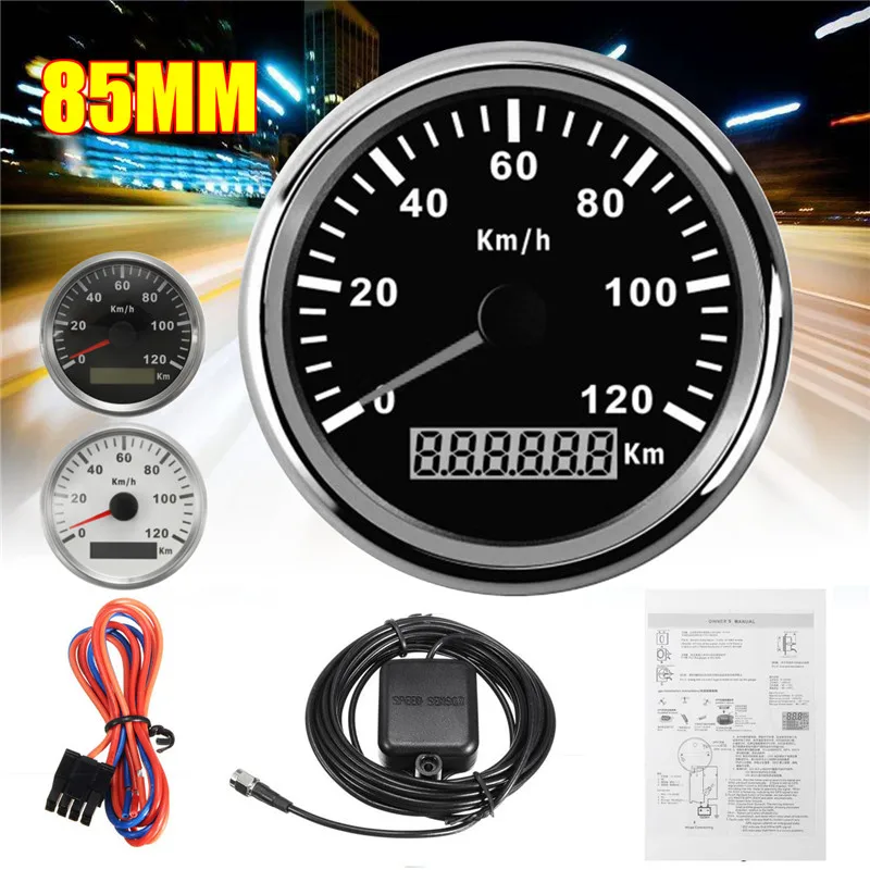 

Car Auto Waterproof GPS Digital Speedometer Odometer Gauge for Auto Car Truck Marine 85mm Stainless steel Speedometer Odometer